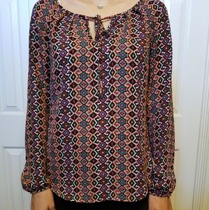 Long sleeve colorful blouse